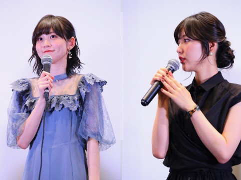 Yuki Nakashima as Lisa Imai (left) and Kanon Shizaki as Rinko Shirokane (right)