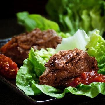 Korean Bulgogi with ssamjang sauce served with fresh lettuce; Shutterstock ID 187491902; Purchase Order: -