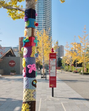 Trees at Ikesan Park decorated with motifs