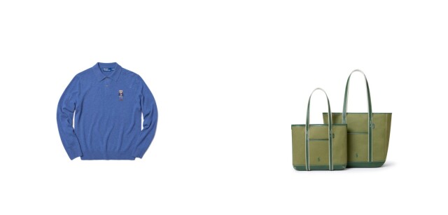 ポロベア カシミヤ セーター（メンズ） \79,200　ショッパー トート（レディース）スモール \35,200、ミディアム \49,500（すべて税込）