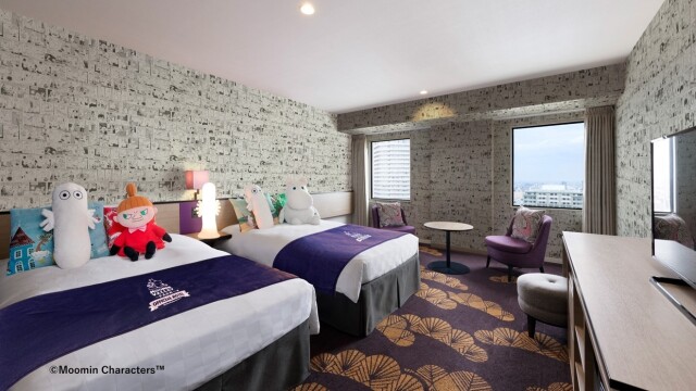 ムーミン・コミックス「家をたてよう」のイラストに囲まれた、「ムーミンスペシャルルーム」