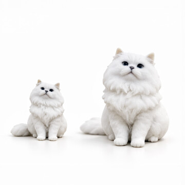 フィギュア制作事例「白猫のペットフィギュア」（左：3cm / 右：5cm）