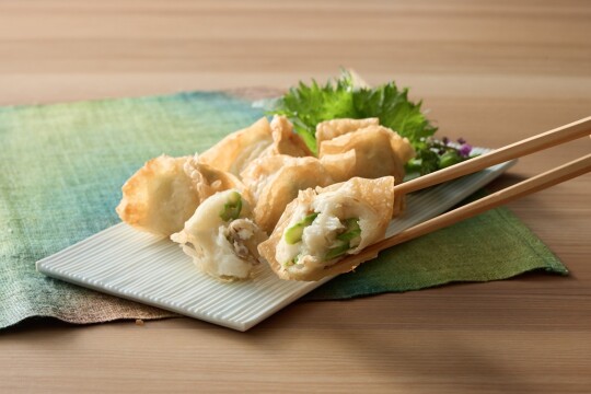 【ヤマサ宮原】「道産アスパラと帆立の揚げワンタン」